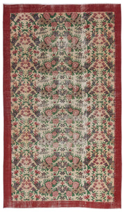 Atina Cream Vintage Wool Handmade Area Rug 5'4" x 9'4"