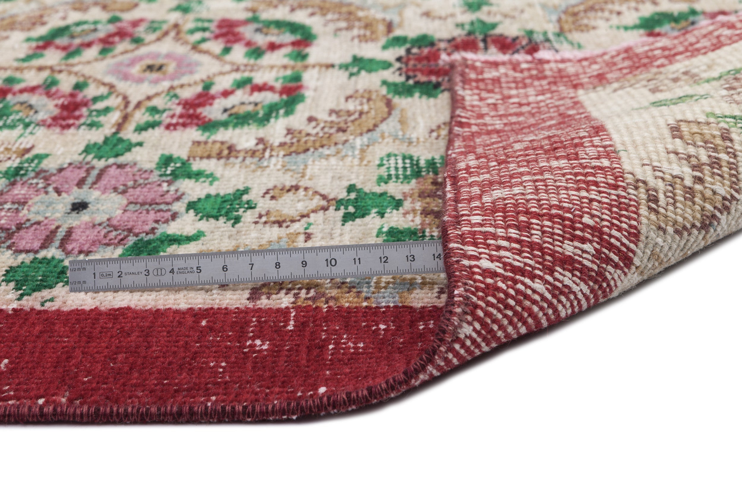 Atina Cream Vintage Wool Handmade Area Rug 5'5" x 8'10"