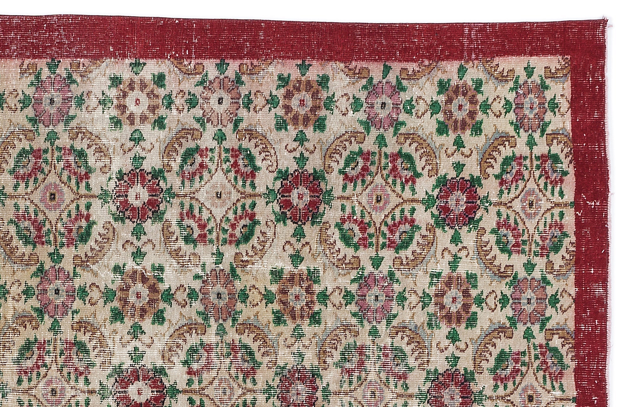 Atina Cream Vintage Wool Handmade Area Rug 5'5" x 8'10"