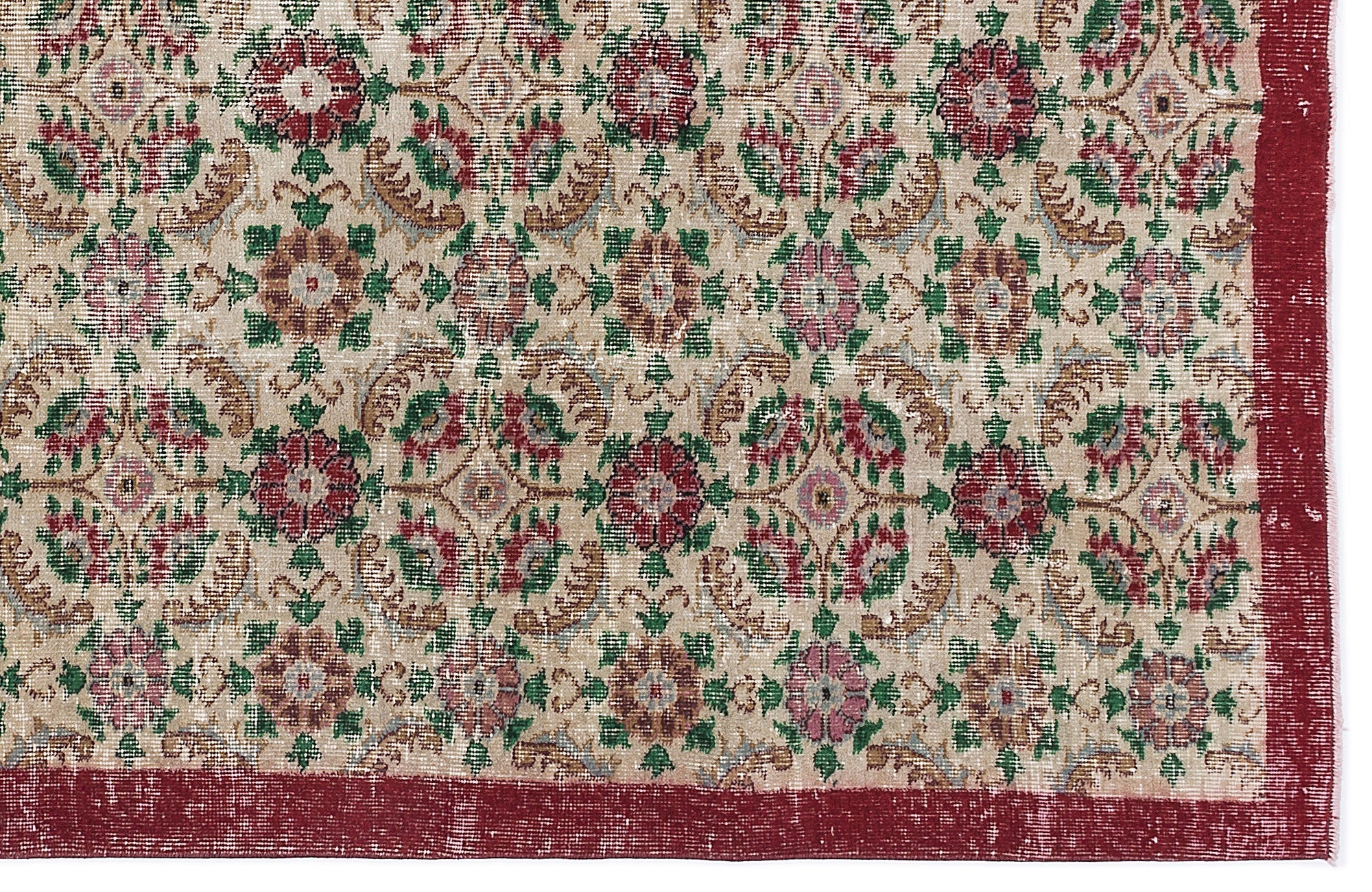 Atina Cream Vintage Wool Handmade Area Rug 5'5" x 8'10"