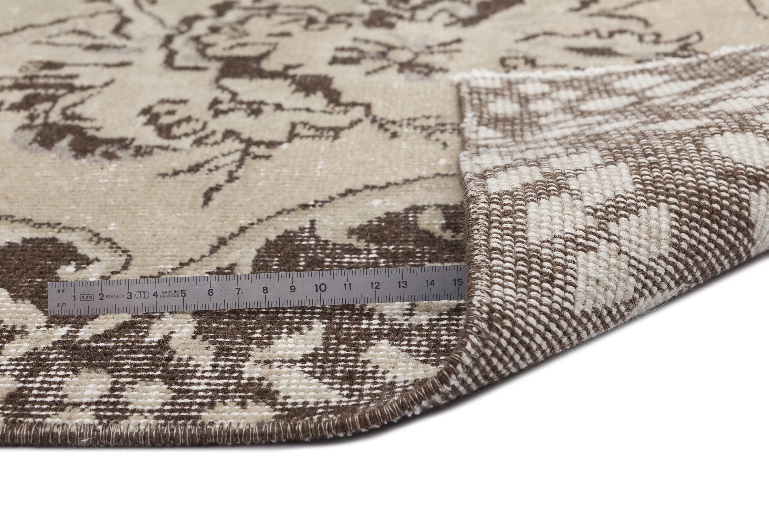 Atina Beige Vintage Wool Handmade Area Rug 6'5" x 9'7"
