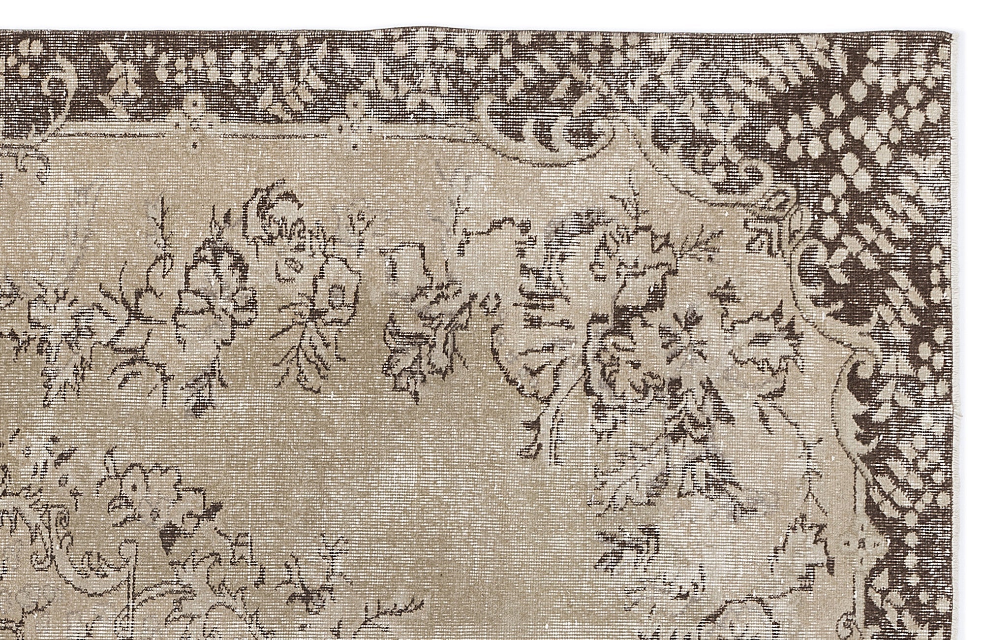 Atina Beige Vintage Wool Handmade Area Rug 6'5" x 9'7"