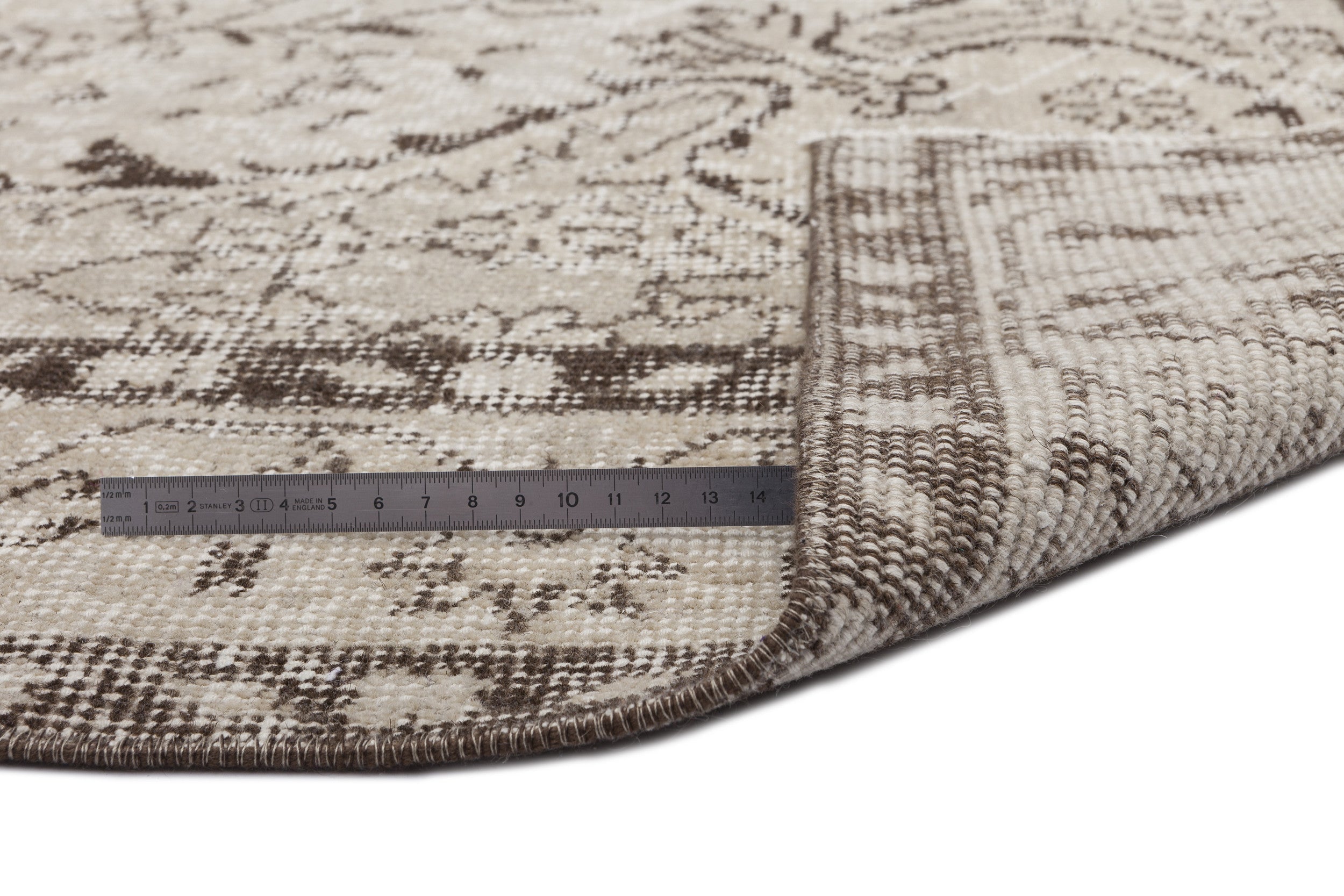 Atina Beige Vintage Wool Handmade Area Rug 5'9" x 8'8"