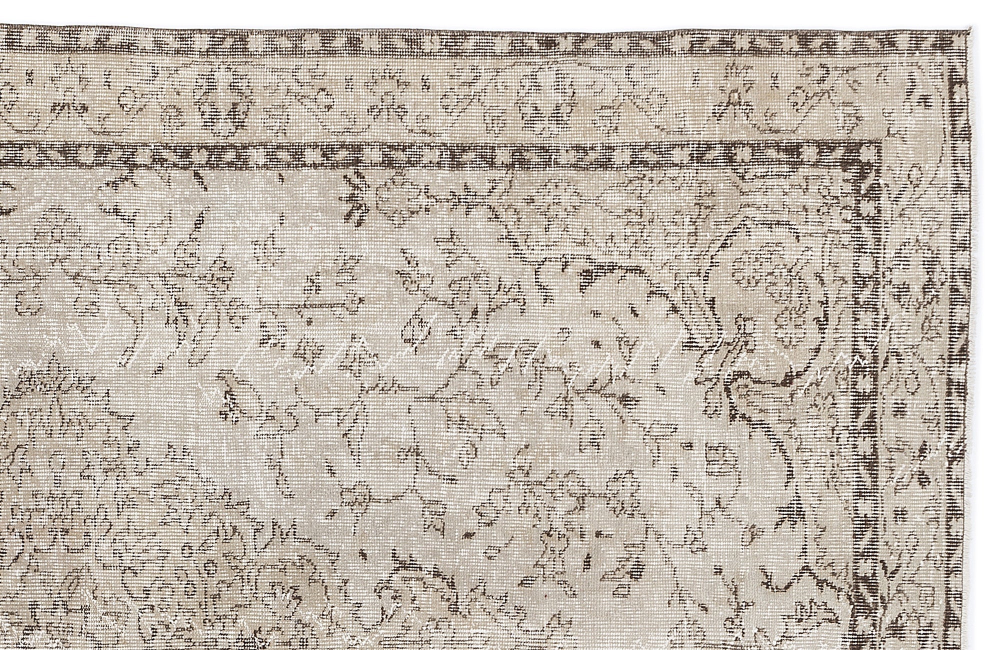 Atina Beige Vintage Wool Handmade Area Rug 5'9" x 8'8"