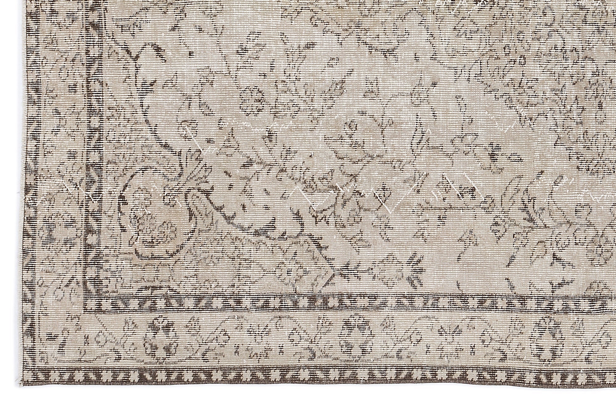 Atina Beige Vintage Wool Handmade Area Rug 5'9" x 8'8"