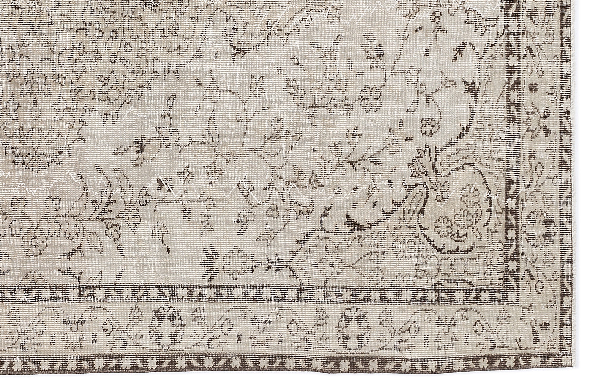 Atina Beige Vintage Wool Handmade Area Rug 5'9" x 8'8"