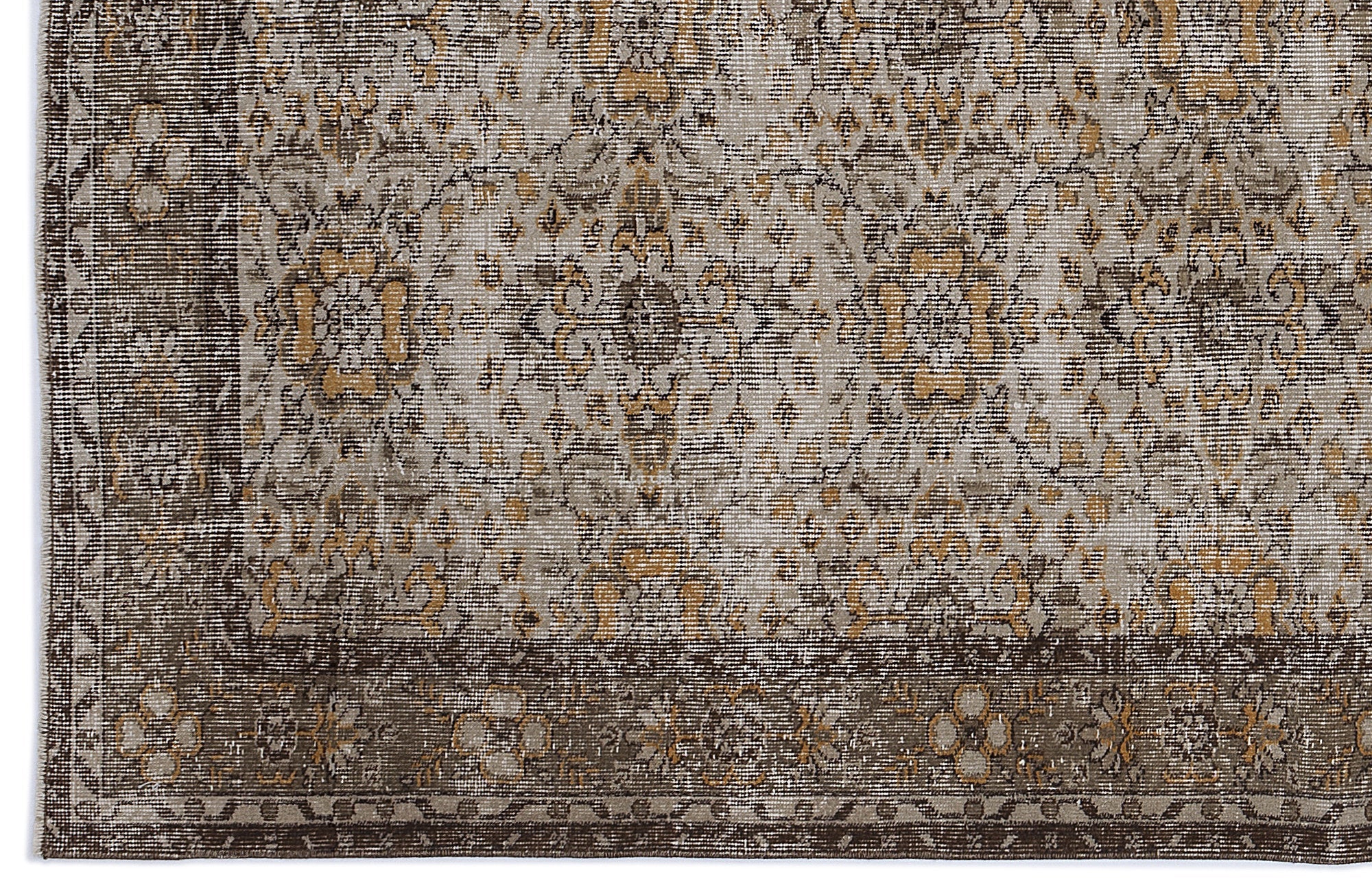 Atina Beige Vintage Wool Handmade Area Rug 5'9" x 9'1"