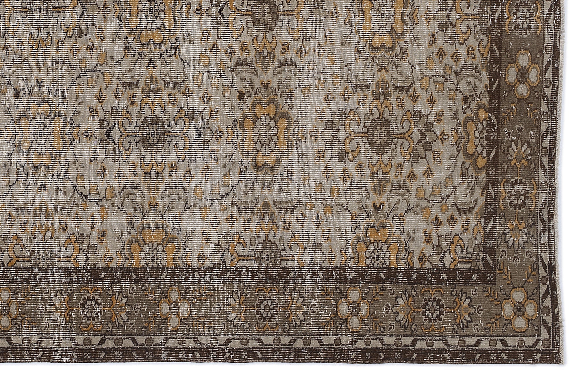 Atina Beige Vintage Wool Handmade Area Rug 5'9" x 9'1"