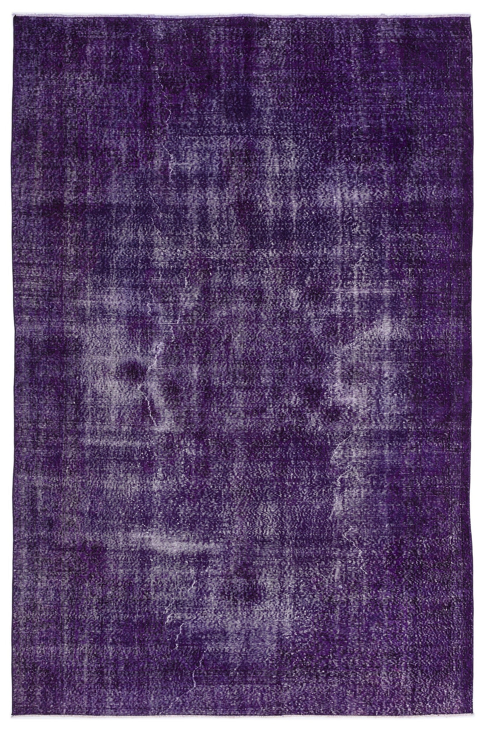 Atina Purple Vintage Wool Handmade Area Rug 6'6" x 9'11"