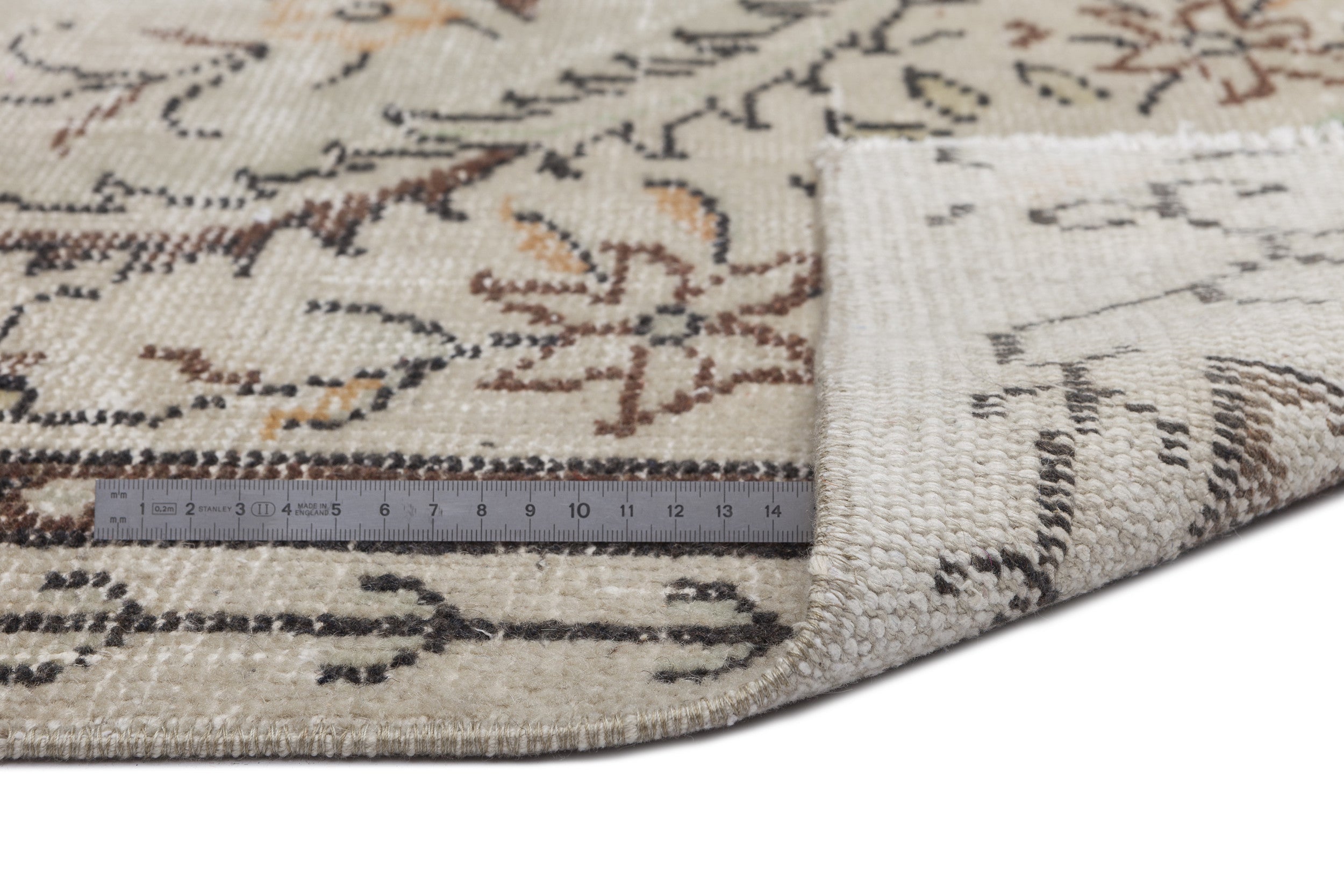 Atina Beige Vintage Wool Handmade Area Rug 5'5" x 8'8"