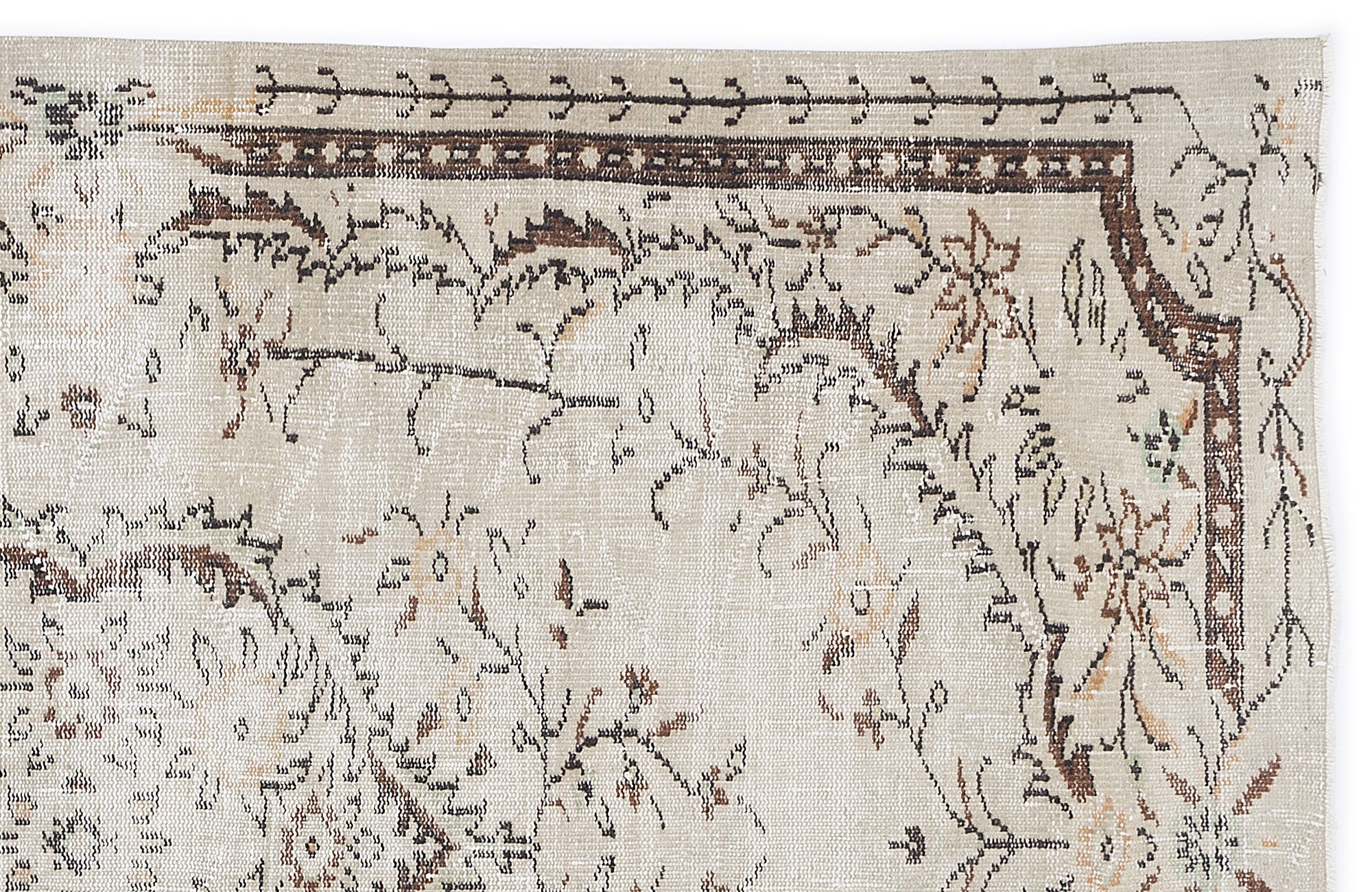 Atina Beige Vintage Wool Handmade Area Rug 5'5" x 8'8"