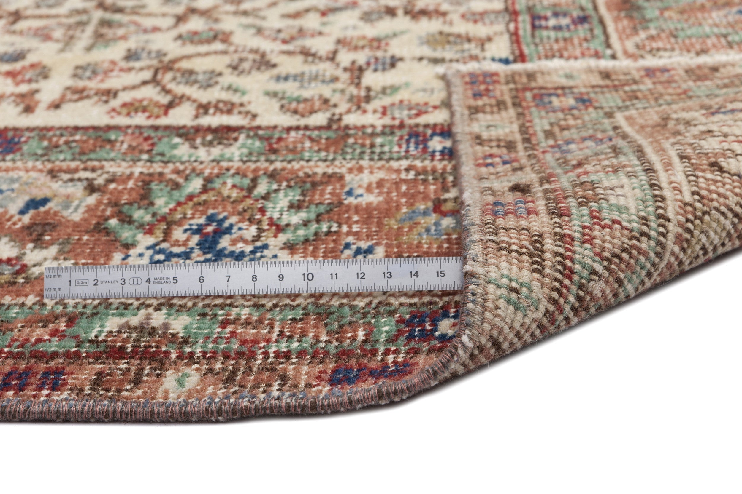 Atina Beige Vintage Wool Handmade Area Rug 6'7" x 10'4"