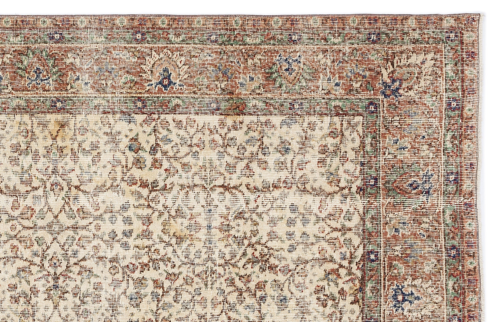 Atina Beige Vintage Wool Handmade Area Rug 6'7" x 10'4"