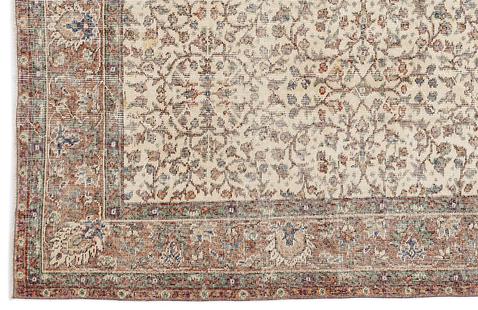 Atina Beige Vintage Wool Handmade Area Rug 6'7" x 10'4"