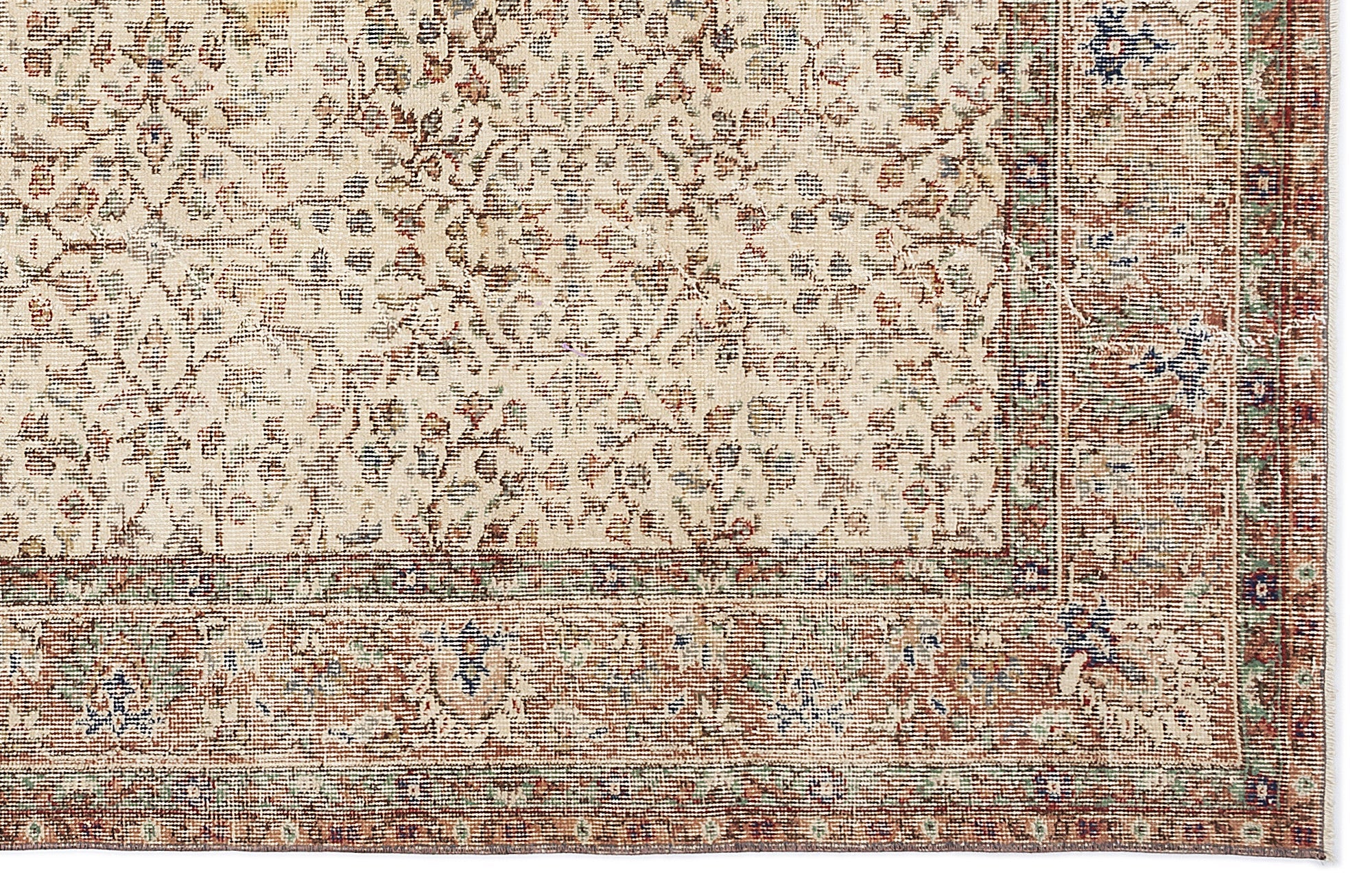 Atina Beige Vintage Wool Handmade Area Rug 6'7" x 10'4"