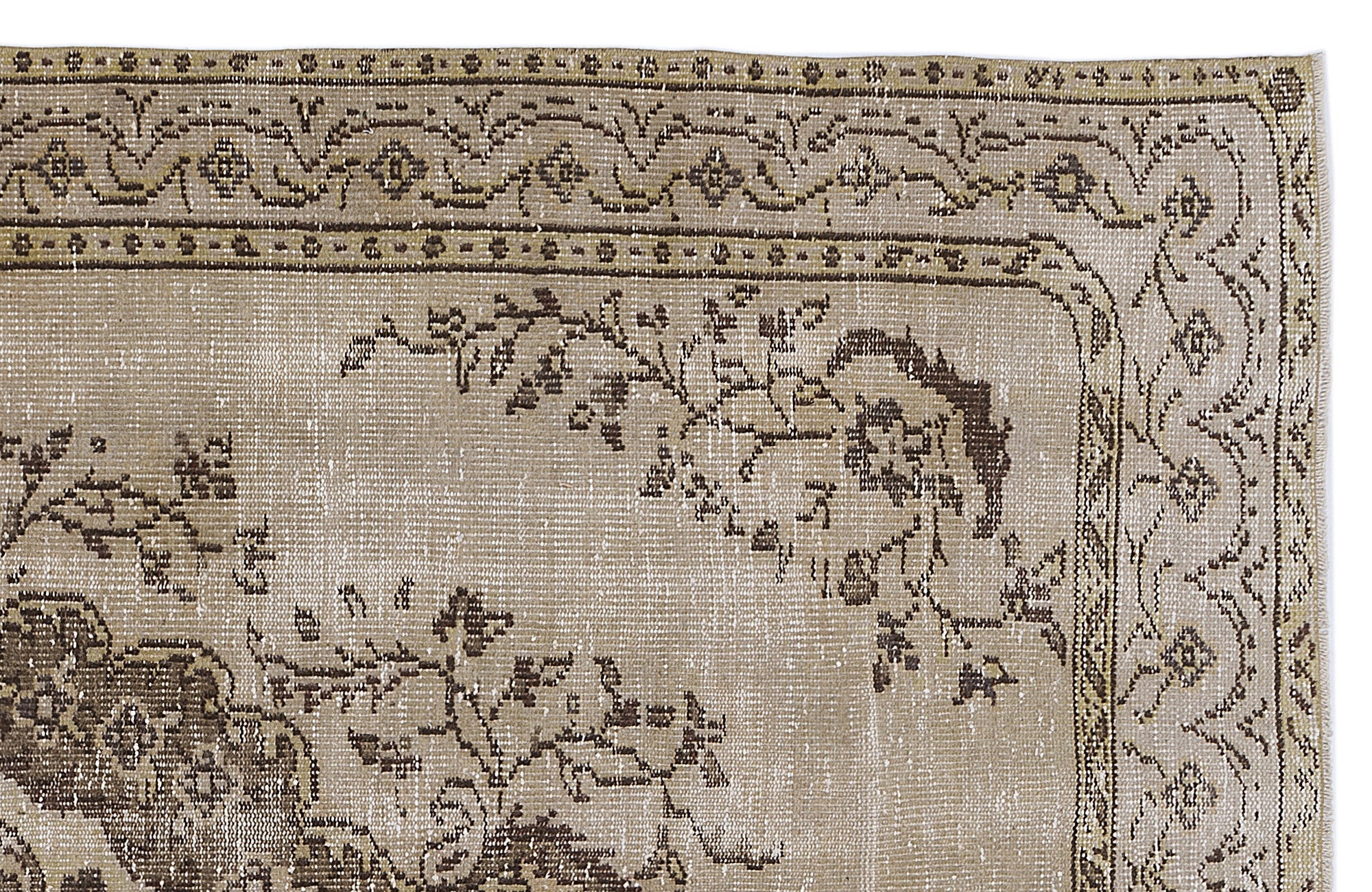 Atina Brown Vintage Wool Handmade Area Rug 5'5" x 9'0"