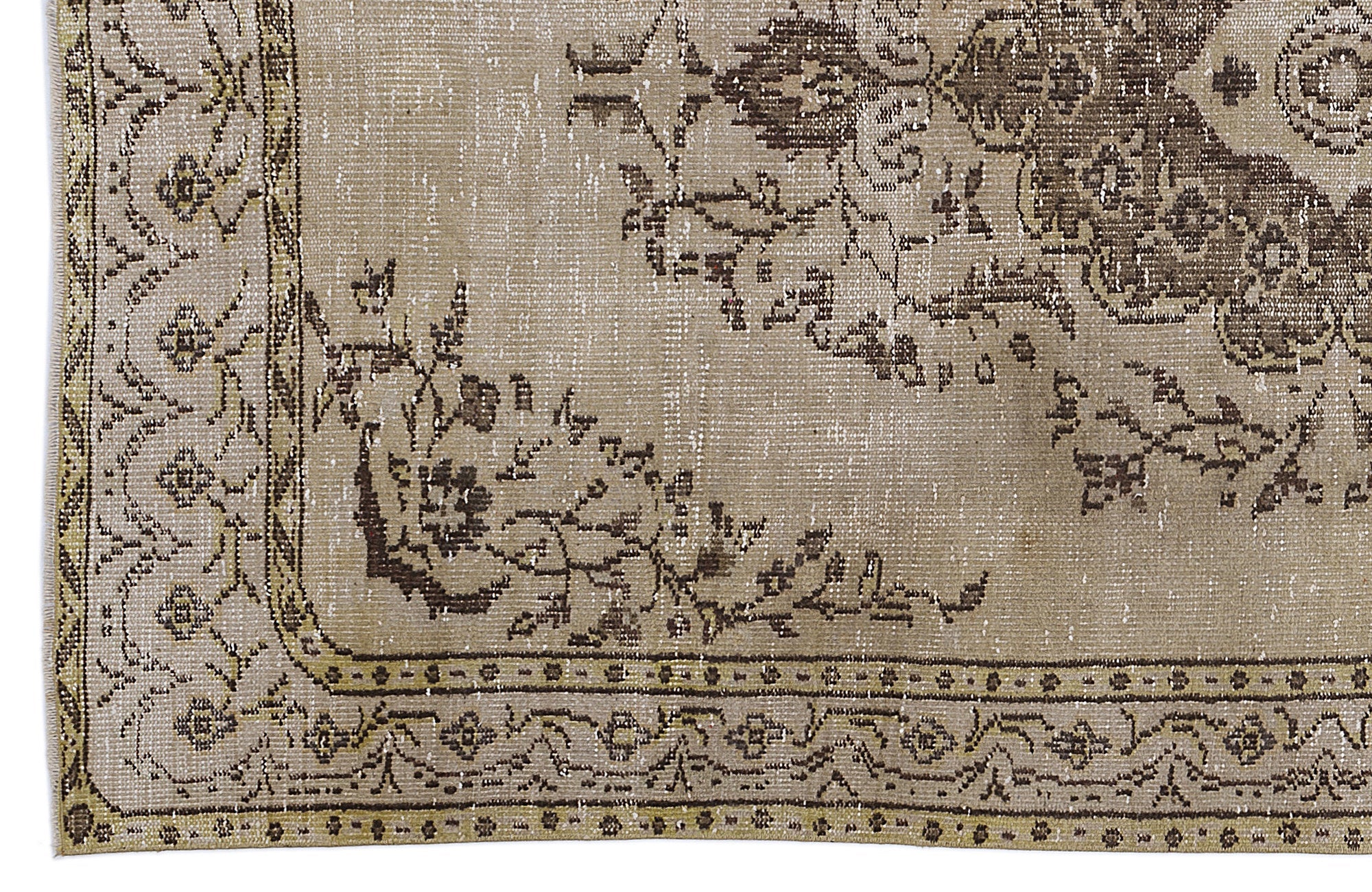 Atina Brown Vintage Wool Handmade Area Rug 5'5" x 9'0"