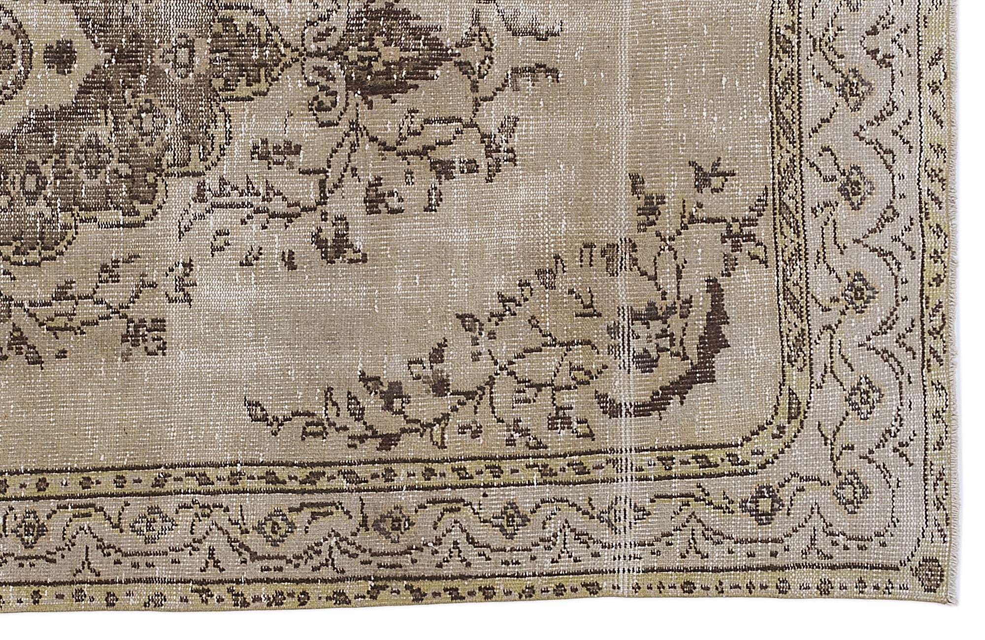 Atina Brown Vintage Wool Handmade Area Rug 5'5" x 9'0"