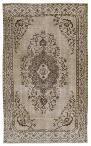 Atina Brown Vintage Wool Handmade Area Rug 5'5" x 9'0"