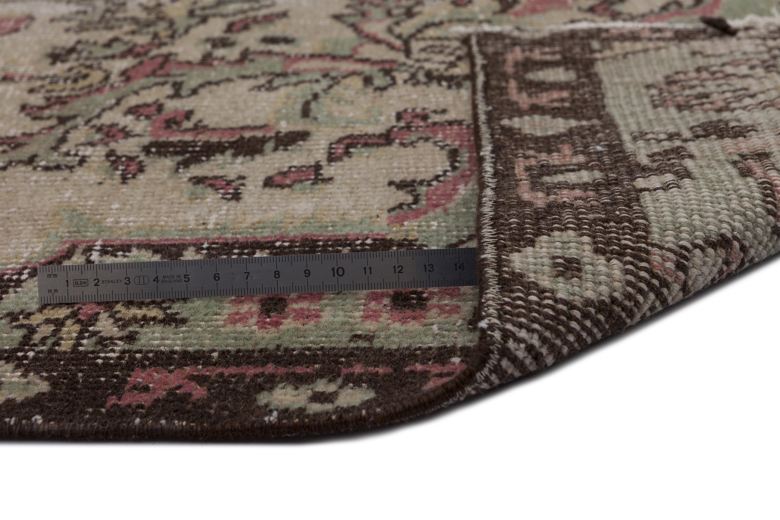 Atina Beige Vintage Wool Handmade Area Rug 6'2" x 8'11"