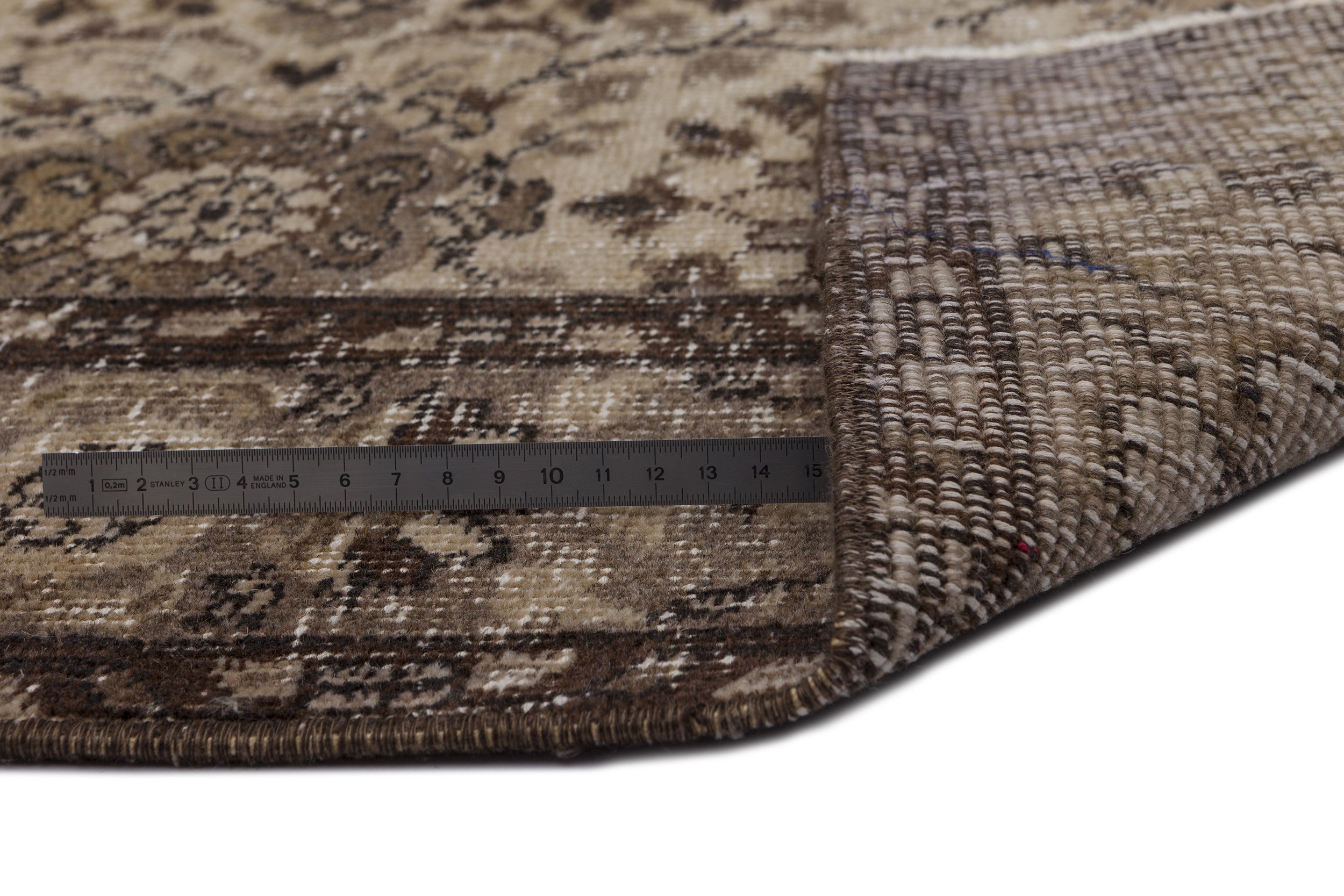 Atina 8409 Beige Vintage Wool Handmade Area Rug 5'5" x 8'11"