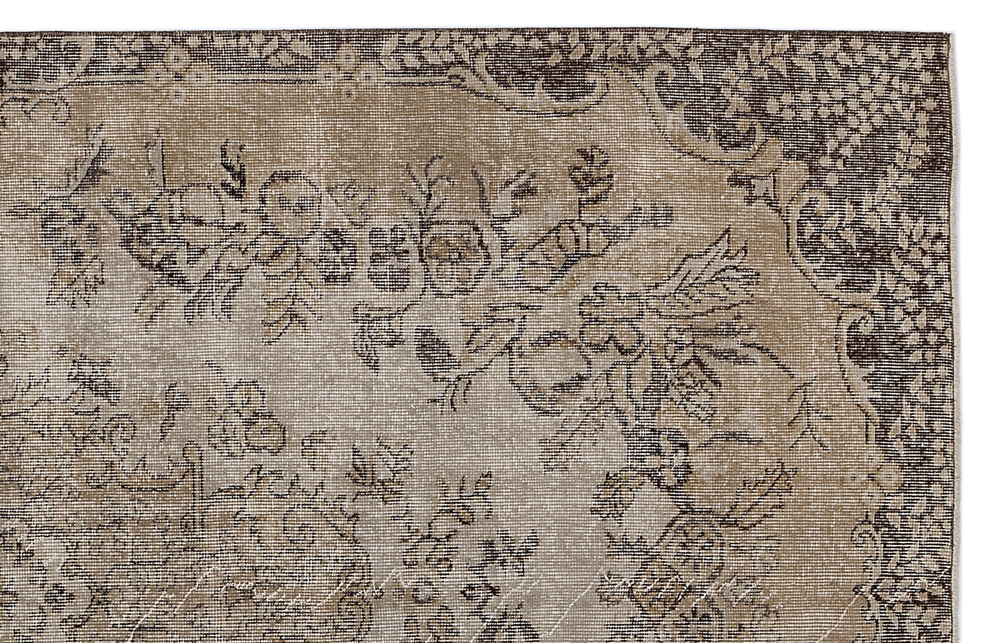 Atina Brown Vintage Wool Handmade Area Rug 5'5" x 9'3"