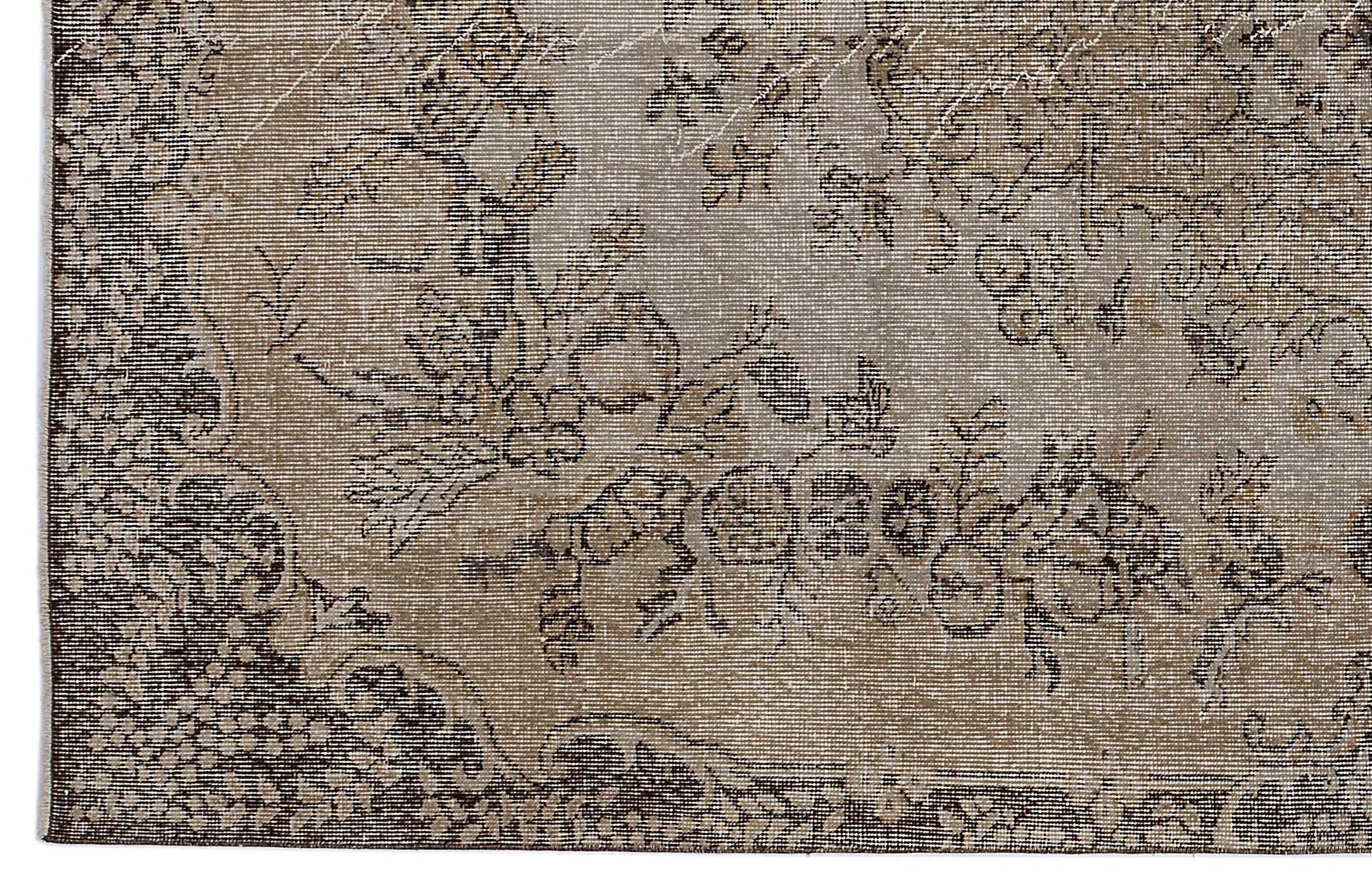 Atina Brown Vintage Wool Handmade Area Rug 5'5" x 9'3"