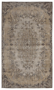 Atina Brown Vintage Wool Handmade Area Rug 5'5" x 9'3"