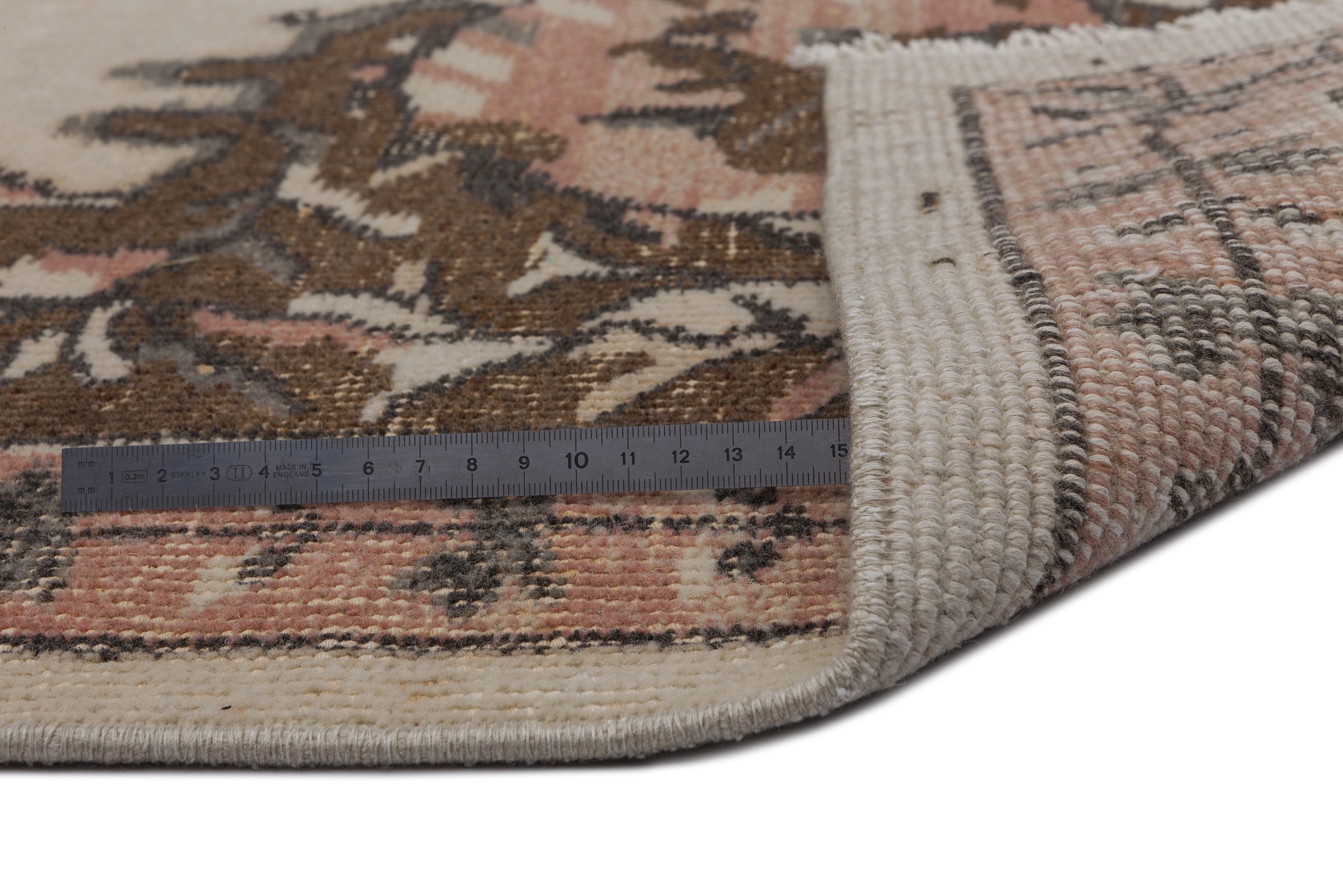 Atina Beige Vintage Wool Handmade Area Rug 6'6" x 10'3"