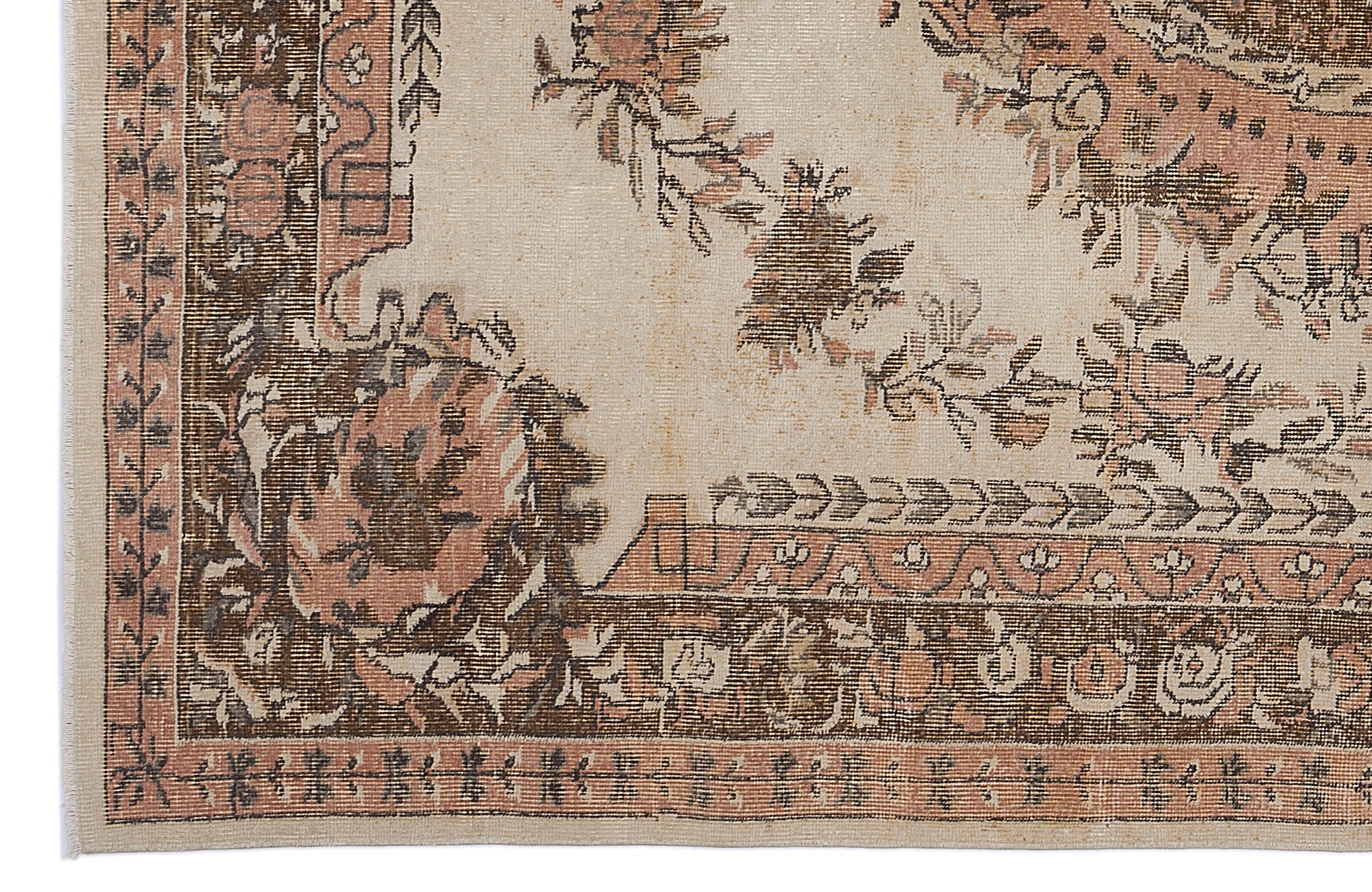 Atina Beige Vintage Wool Handmade Area Rug 6'6" x 10'3"