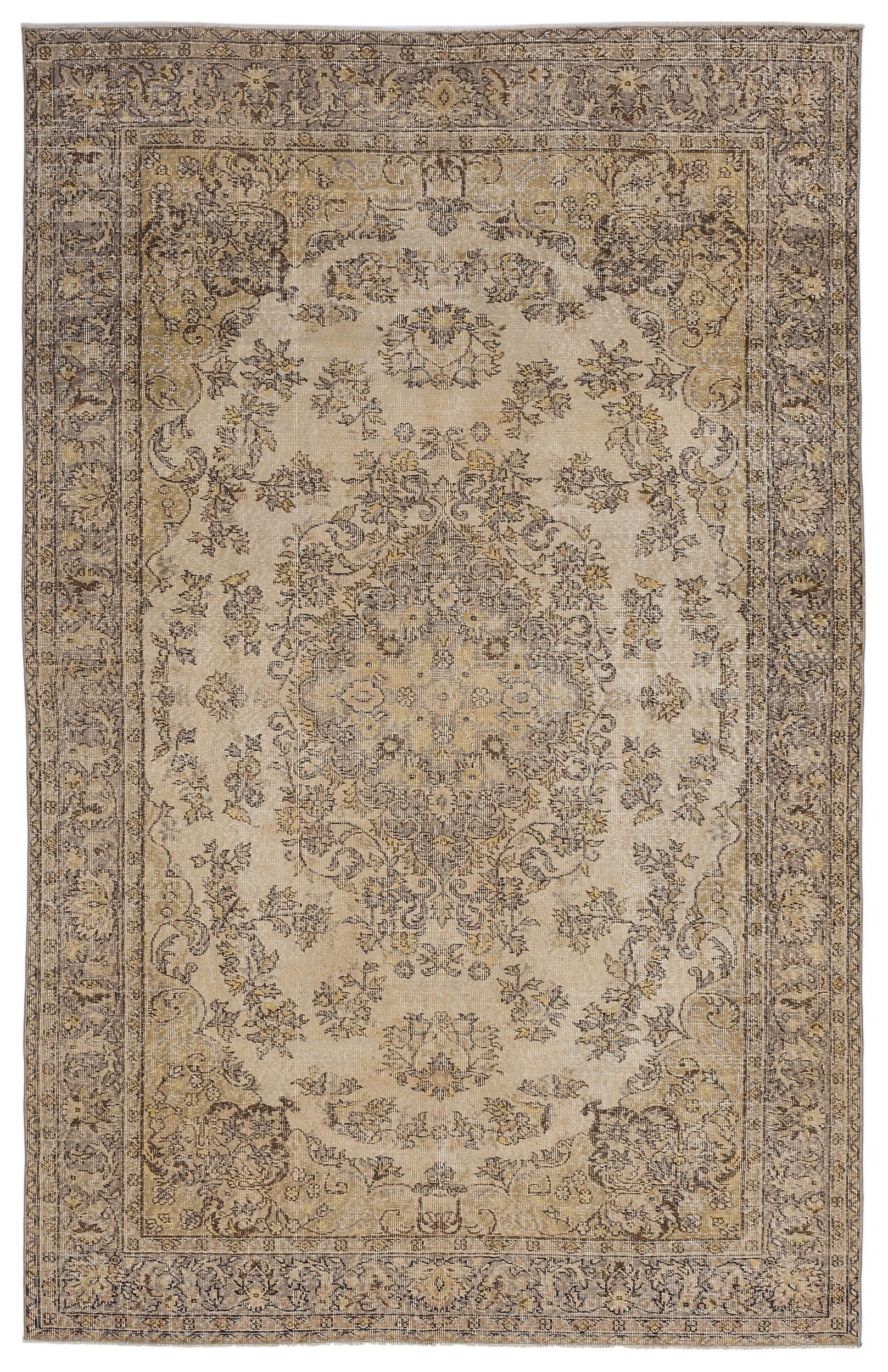 Atina Brown Vintage Wool Handmade Area Rug 8'7" x 10'7"