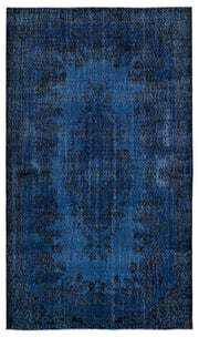 Atina 8525 Navy Vintage Wool Handmade Area Rug 5'11" x 9'6"