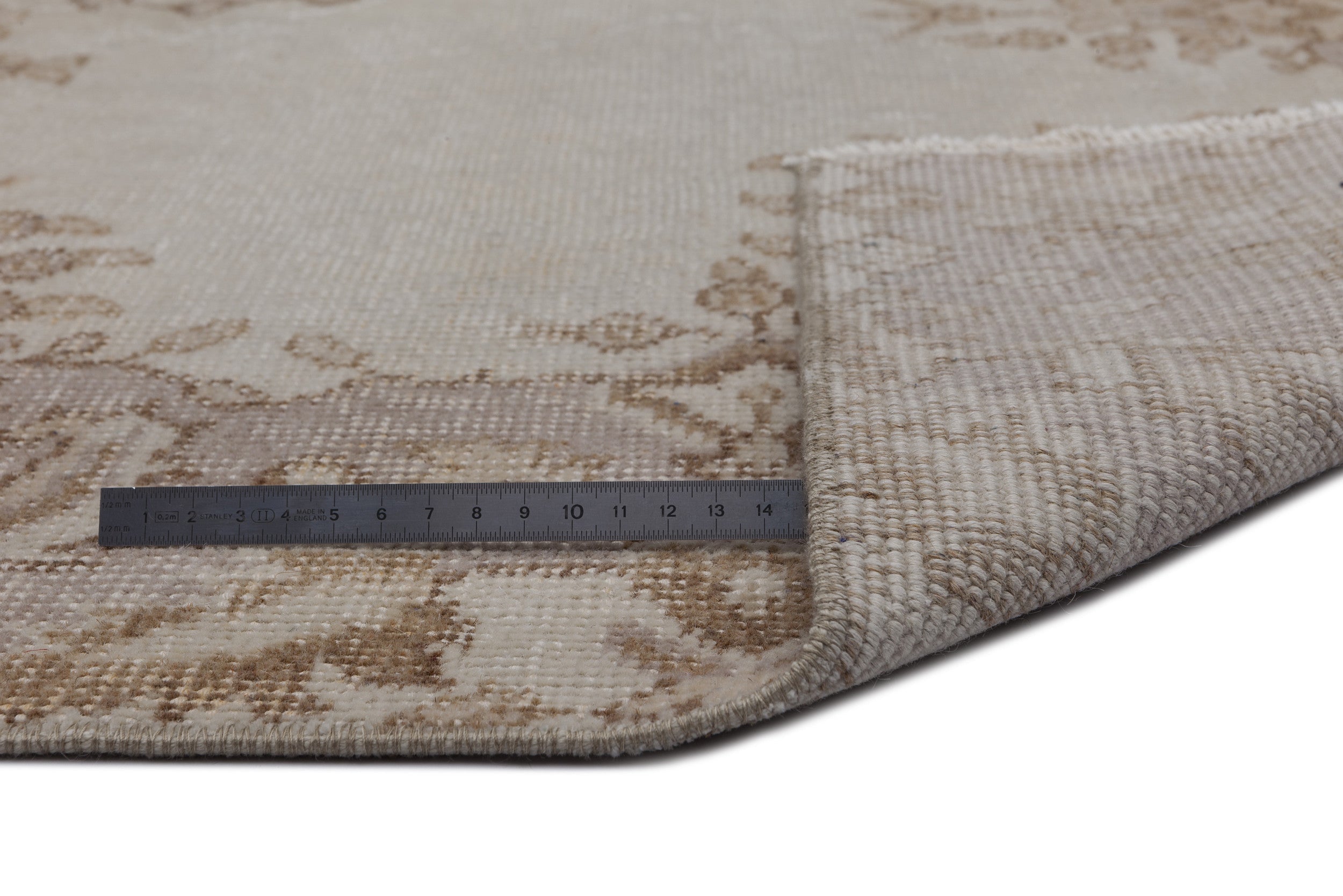 Atina Beige Vintage Wool Handmade Area Rug 5'7" x 8'6"