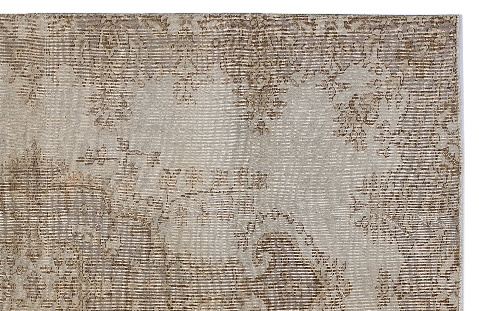 Atina Beige Vintage Wool Handmade Area Rug 5'7" x 8'6"