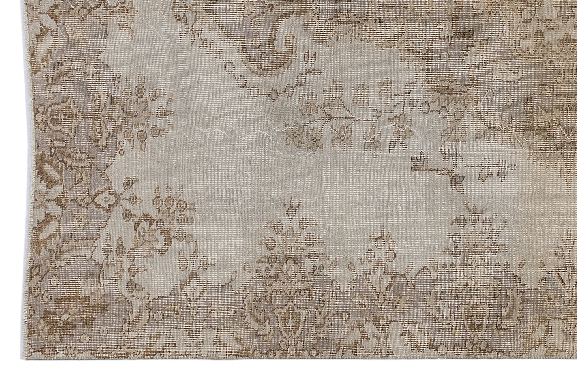 Atina Beige Vintage Wool Handmade Area Rug 5'7" x 8'6"