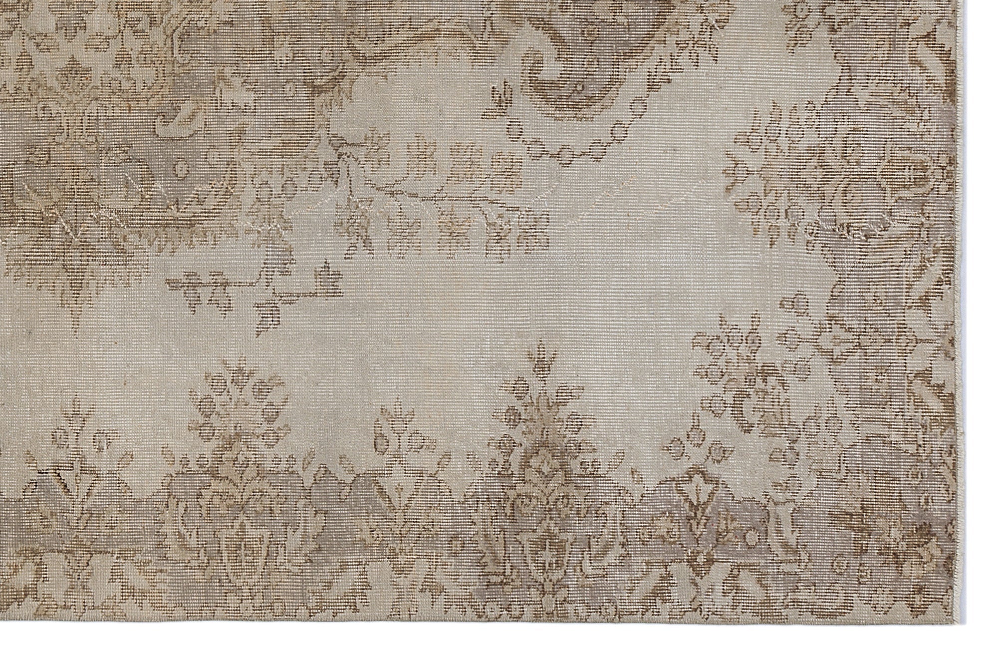 Atina Beige Vintage Wool Handmade Area Rug 5'7" x 8'6"