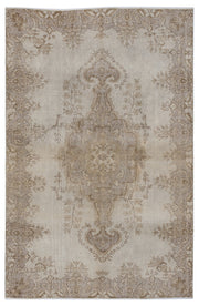 Atina Beige Vintage Wool Handmade Area Rug 5'7" x 8'6"