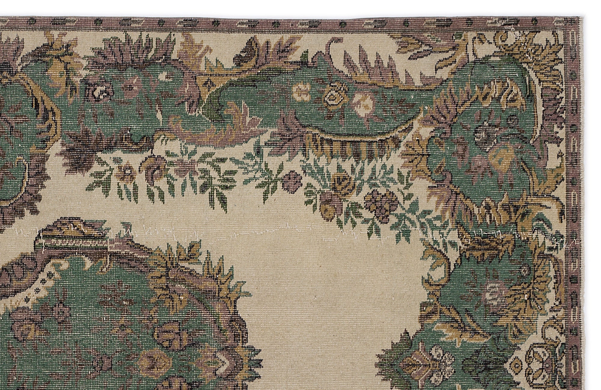 Atina 8583 Beige Vintage Wool Handmade Area Rug 5'6" x 9'5"