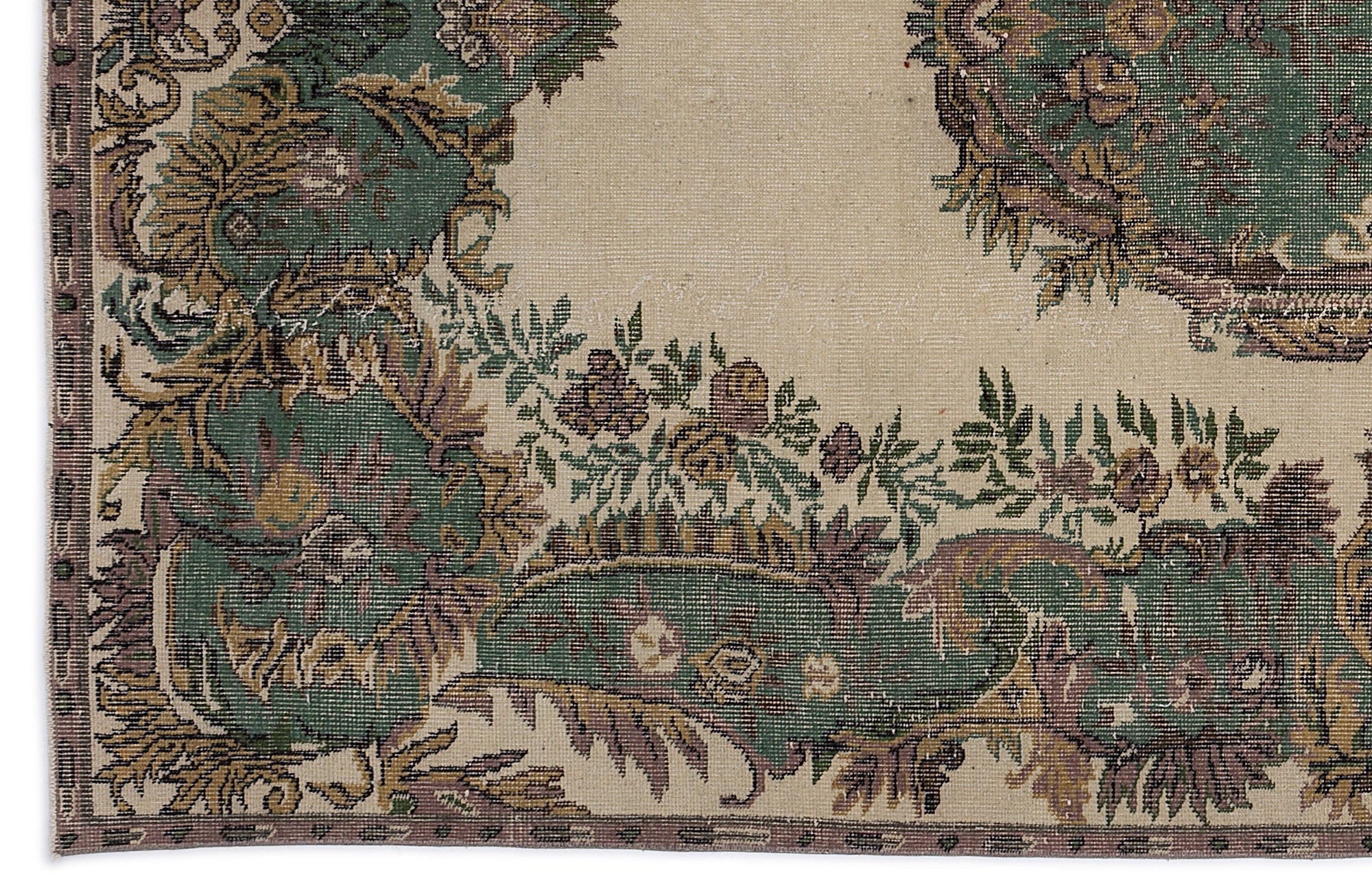 Atina 8583 Beige Vintage Wool Handmade Area Rug 5'6" x 9'5"