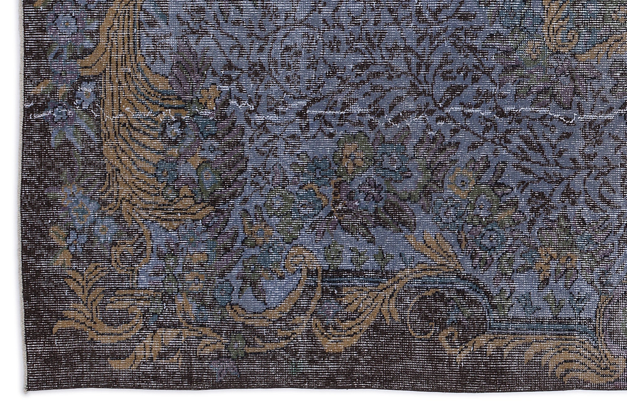 Atina Blue Vintage Wool Handmade Area Rug 6'3" x 9'7"