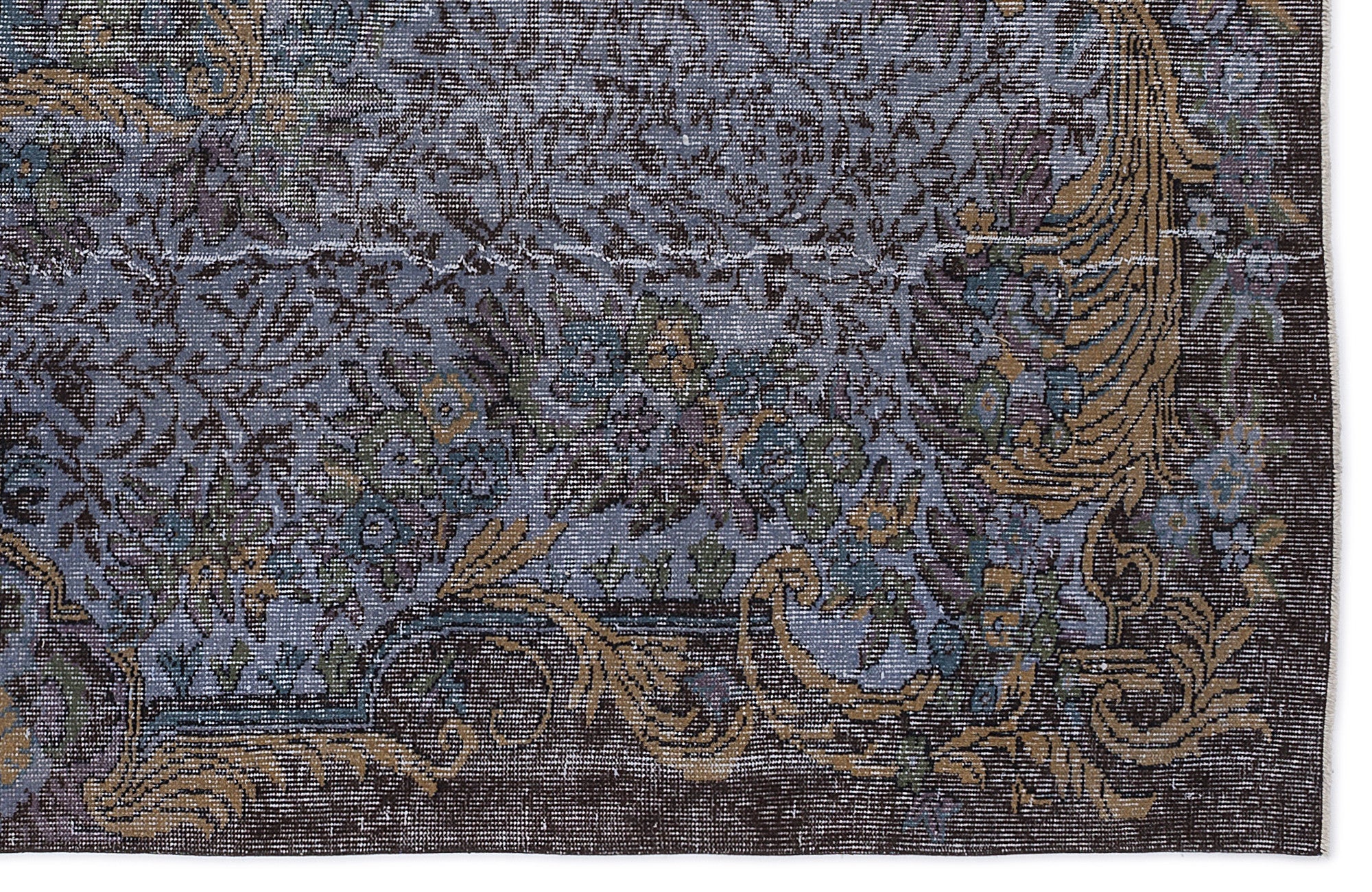 Atina Blue Vintage Wool Handmade Area Rug 6'3" x 9'7"