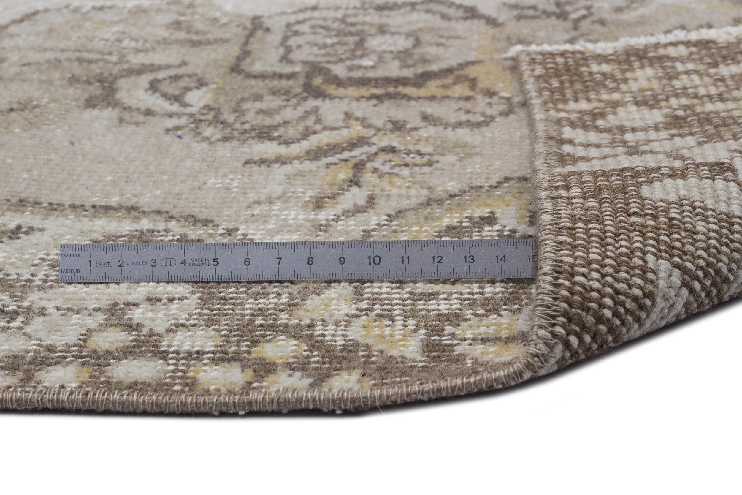 Atina Beige Vintage Wool Handmade Area Rug 5'9" x 9'1"