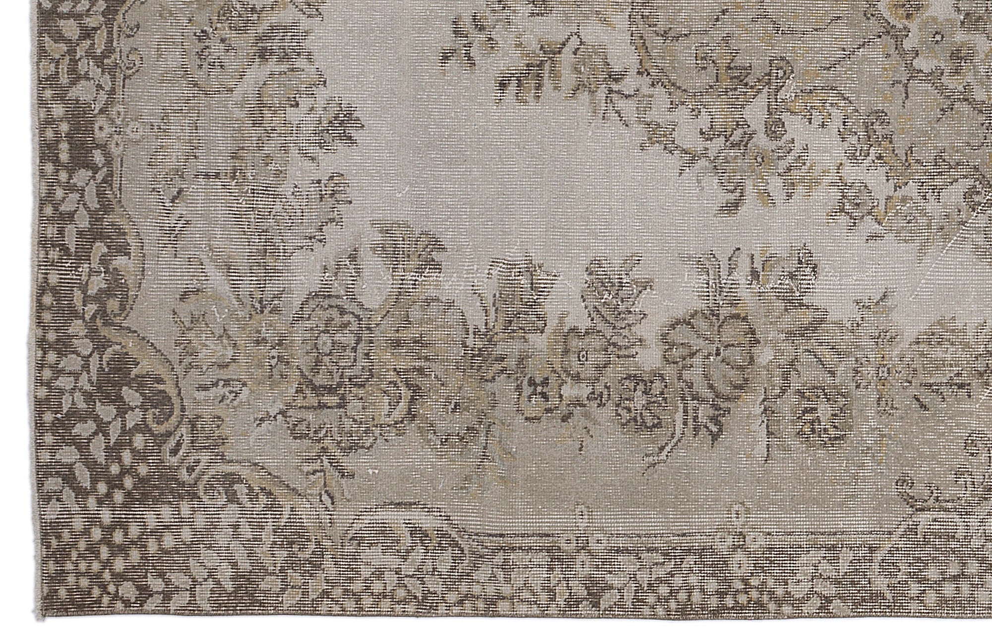 Atina Beige Vintage Wool Handmade Area Rug 5'9" x 9'1"