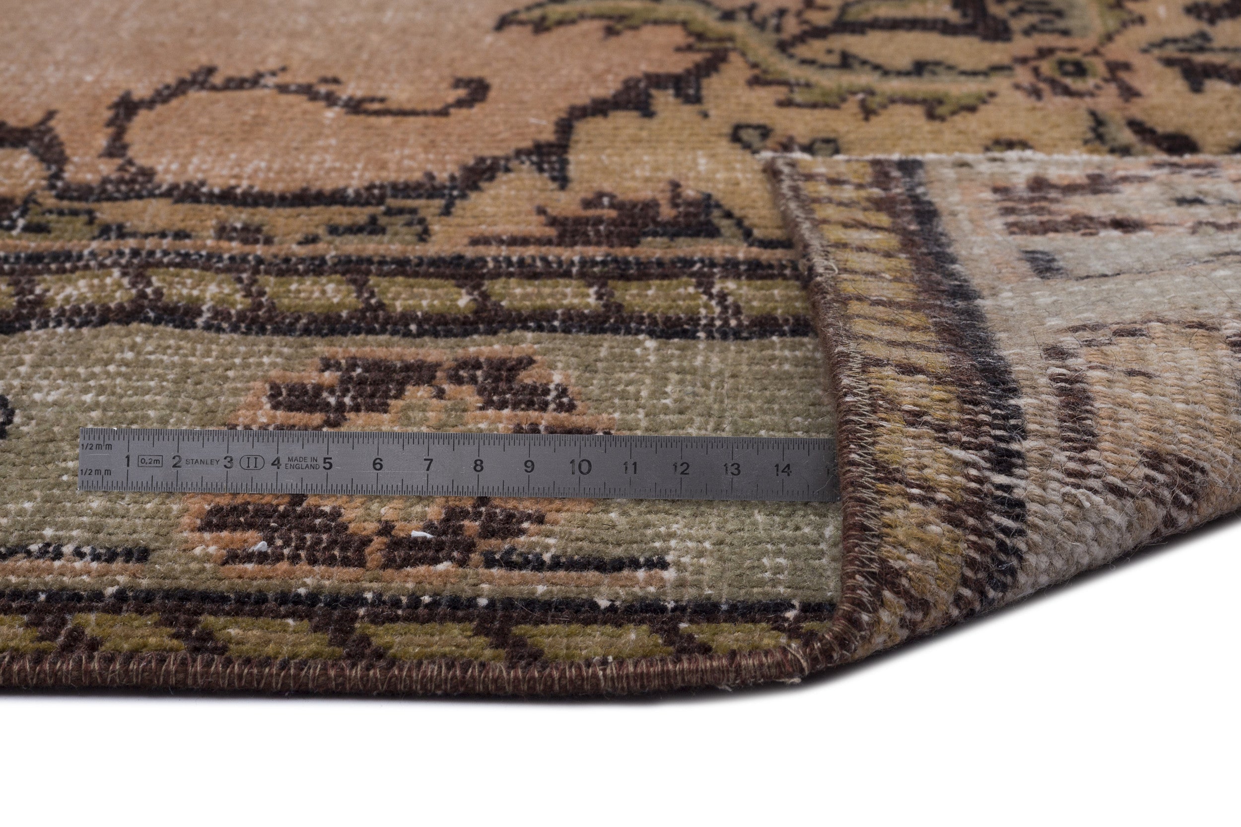 Atina Beige Vintage Wool Handmade Area Rug 5'5" x 8'11"