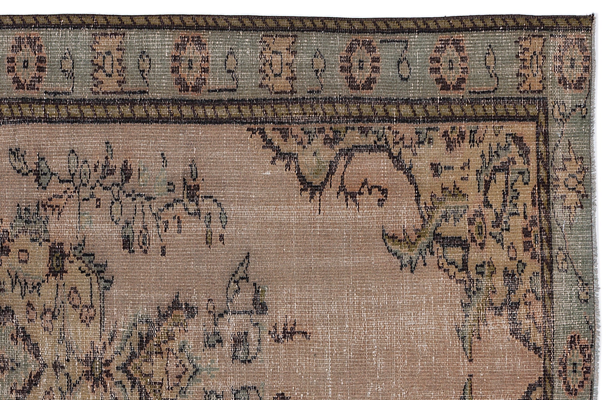 Atina Beige Vintage Wool Handmade Area Rug 5'5" x 8'11"