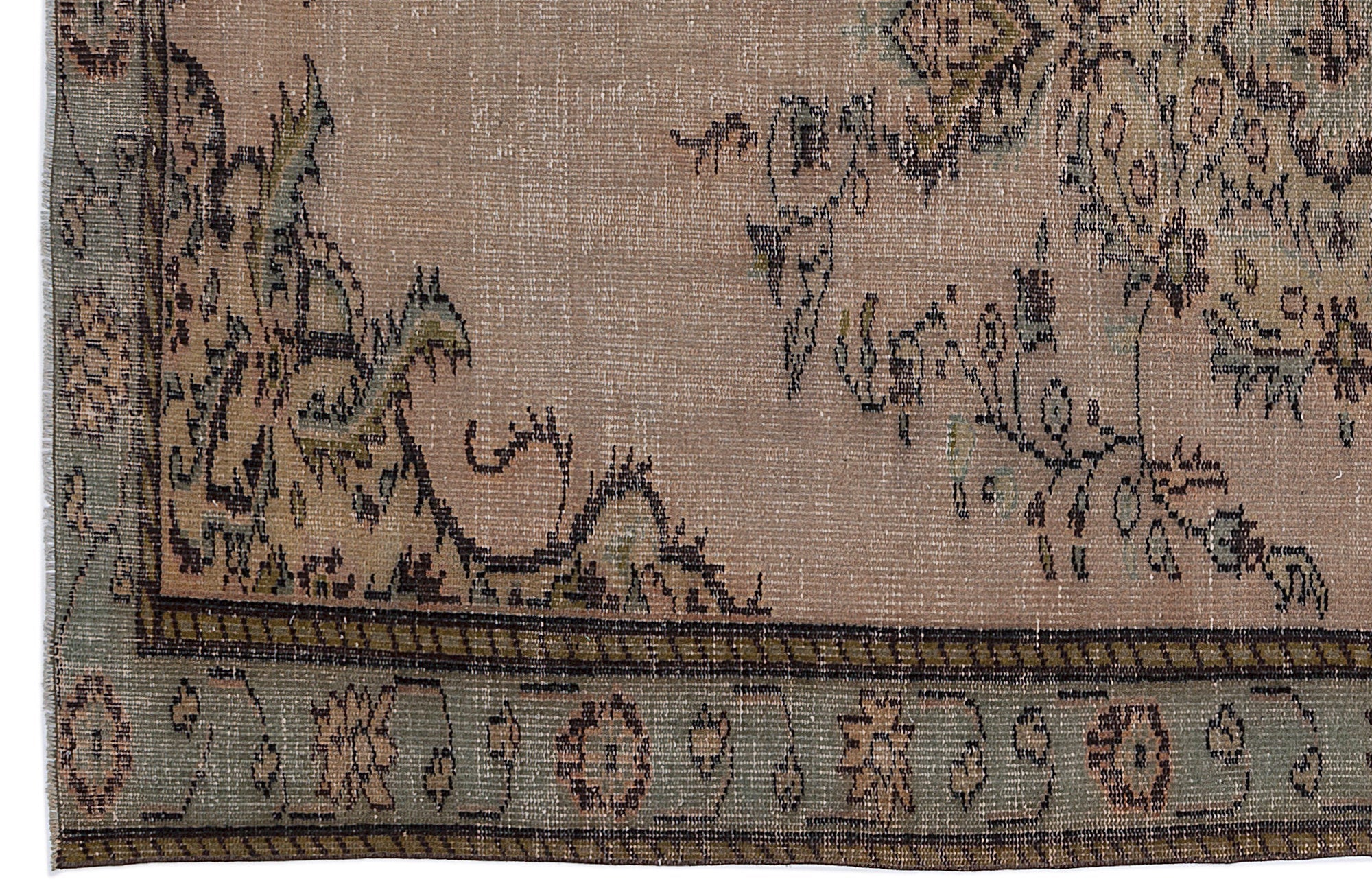 Atina Beige Vintage Wool Handmade Area Rug 5'5" x 8'11"