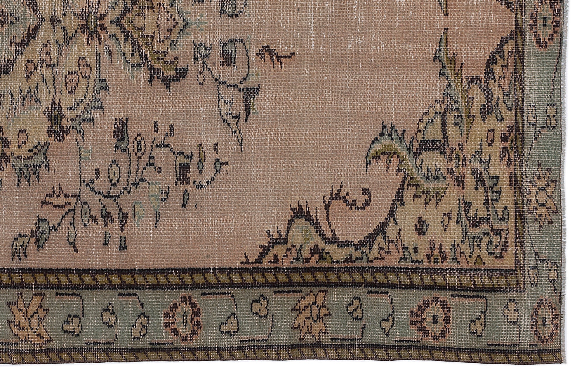 Atina Beige Vintage Wool Handmade Area Rug 5'5" x 8'11"