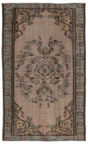 Atina Beige Vintage Wool Handmade Area Rug 5'5" x 8'11"