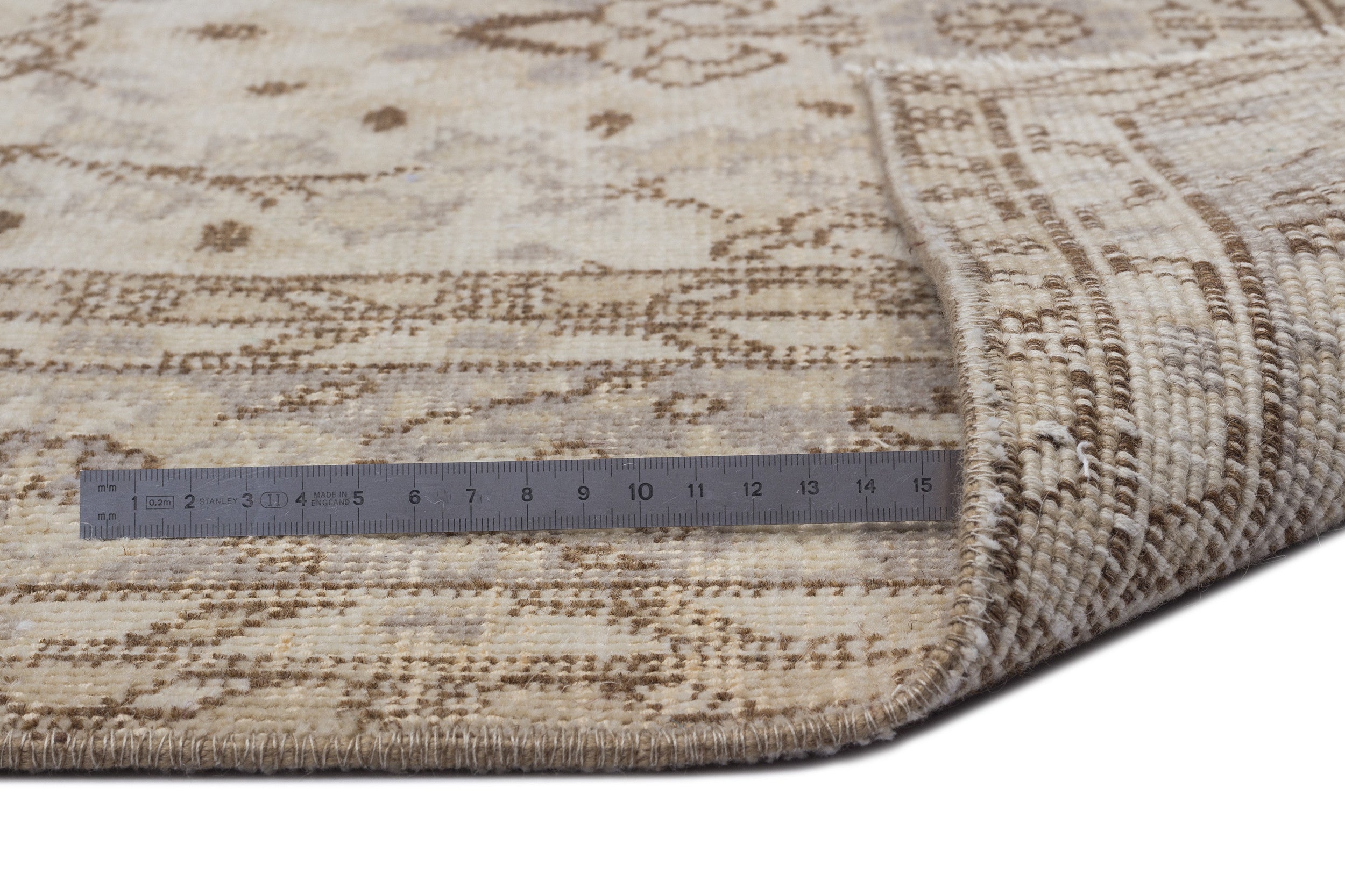 Atina 8665 Beige Vintage Wool Handmade Area Rug 6'3" x 9'7"