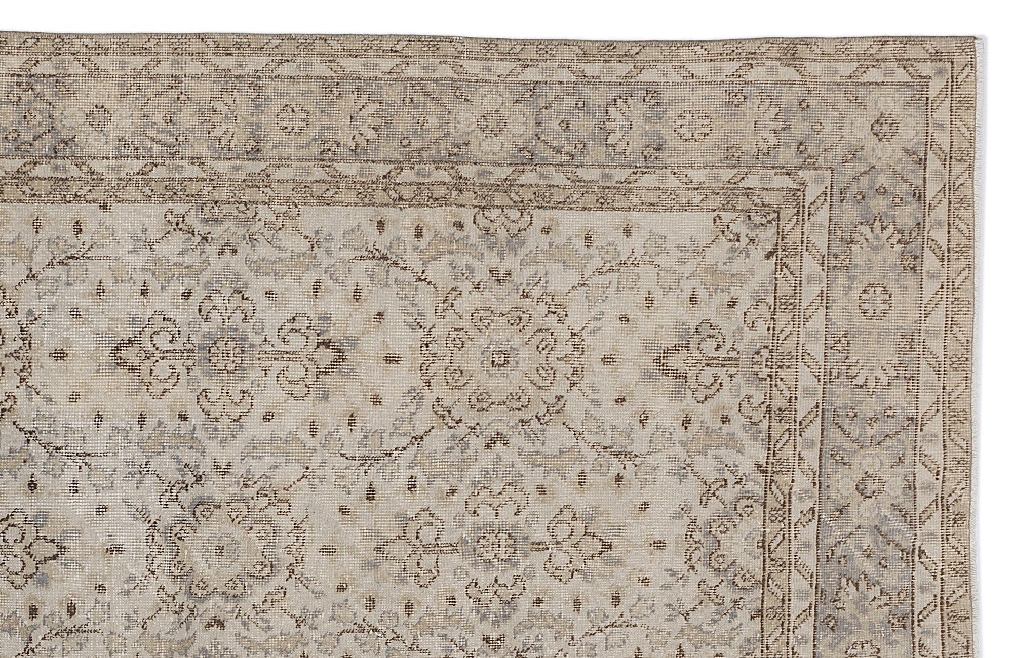 Atina 8665 Beige Vintage Wool Handmade Area Rug 6'3" x 9'7"
